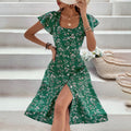 Florales Maxi-Kleid Beinschlitz Detail – Sévea Schweiz