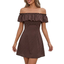 Polka-Dot Off-Shoulder Minikleid Rückansicht Damen – Sévea