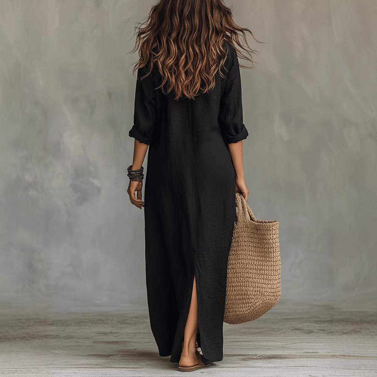 Elegantes Langarm-Kleid Frontansicht – Sévea Damen