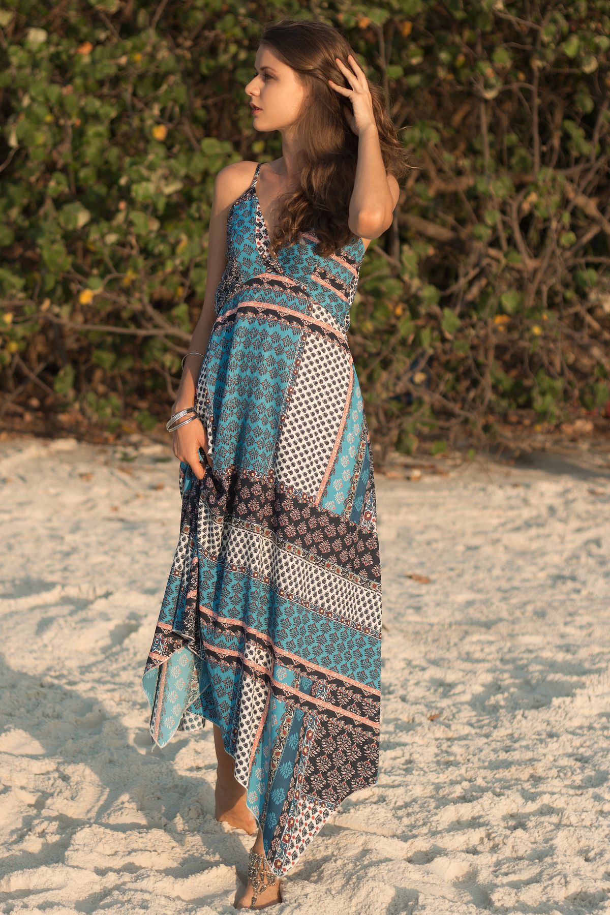 Florales Trägerkleid Maxi Rückansicht – Sévea Schweiz