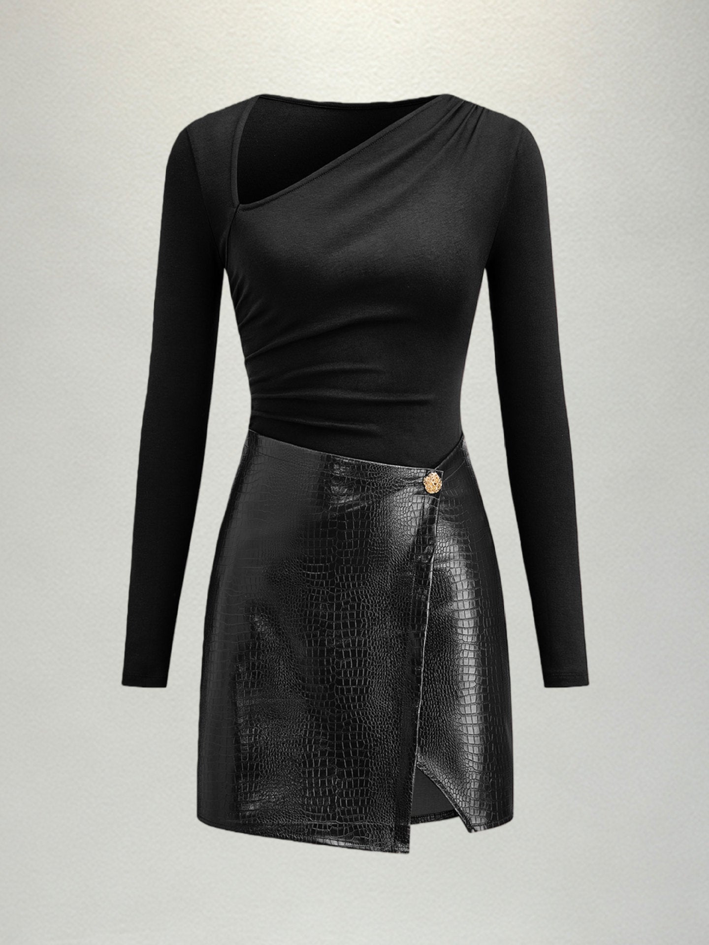 Elegantes Patchwork-Kleid Detail – Sévea Schweiz