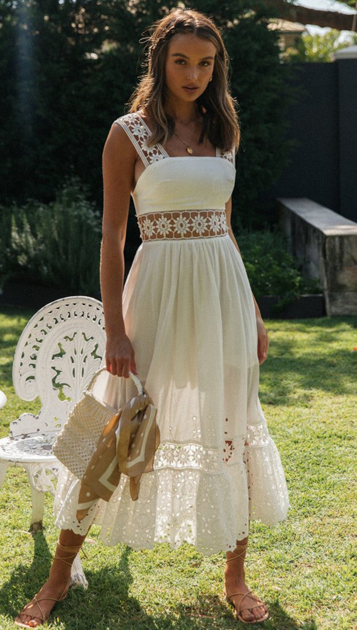 Boho Spitzen-Kleid Rückansicht – Sévea Damen