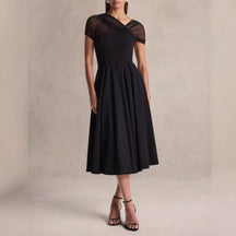 Rückenfreies Mesh-Midikleid Schwarz Damen – Sévea Schweiz