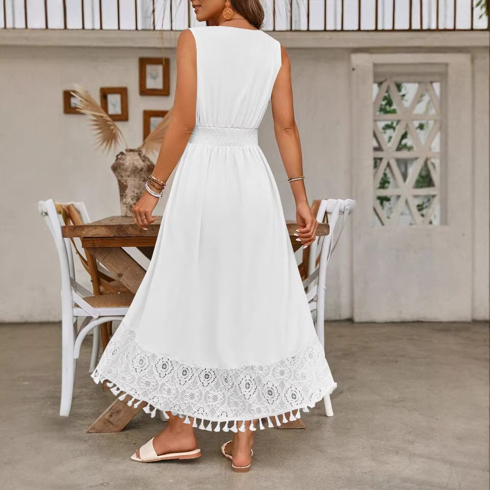 Rückenfreies Spitzenkleid Frontansicht – Sévea Damen
