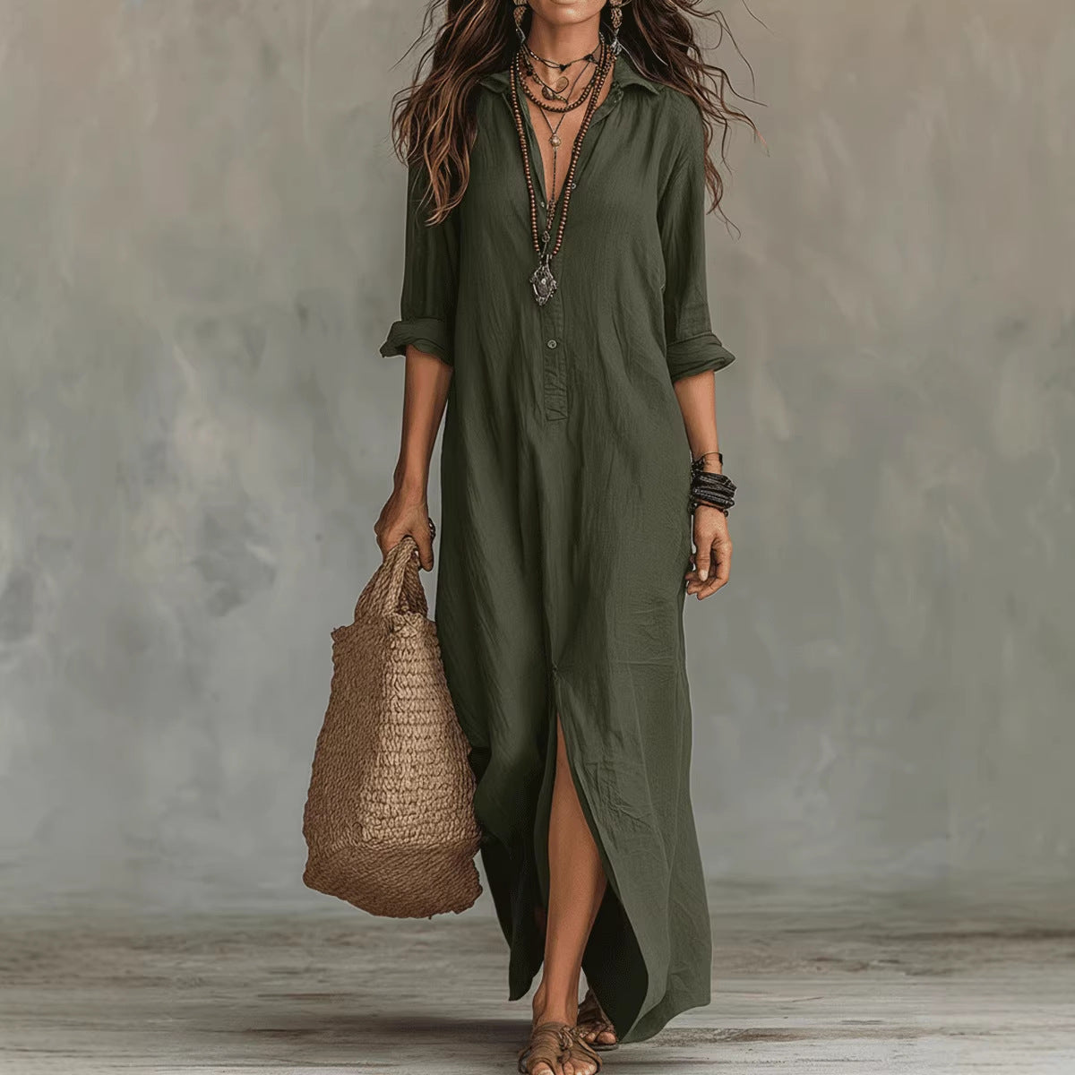 Elegantes Kleid Langarm Strand – Sévea