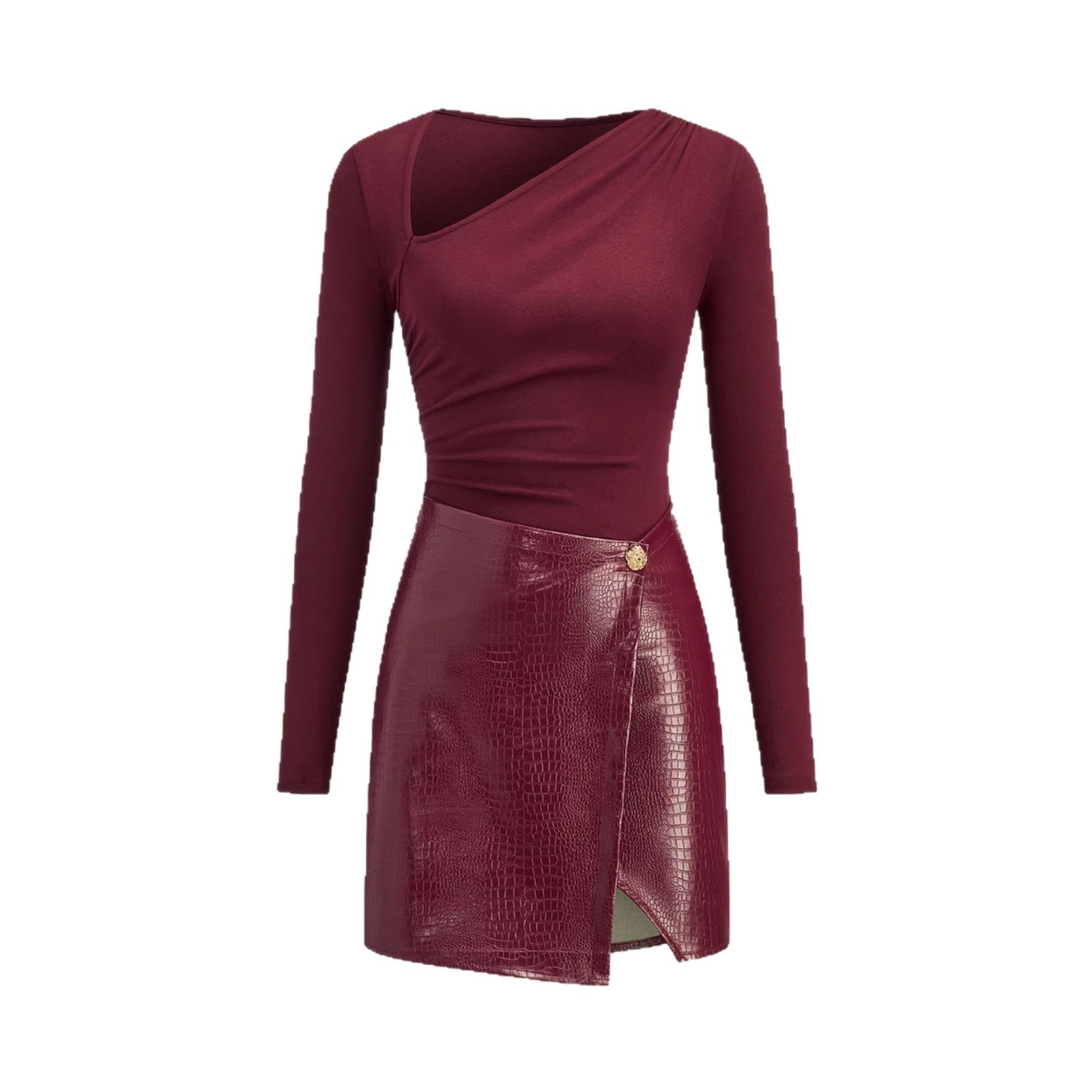 Elegantes Kleid Patchwork Rückansicht – Sévea