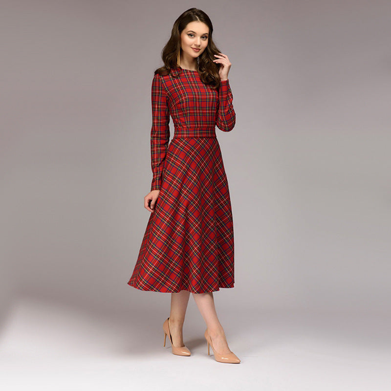 Elegantes Karo Midi-Kleid Schwarz Damen – Sévea Alltagskleid Schweiz