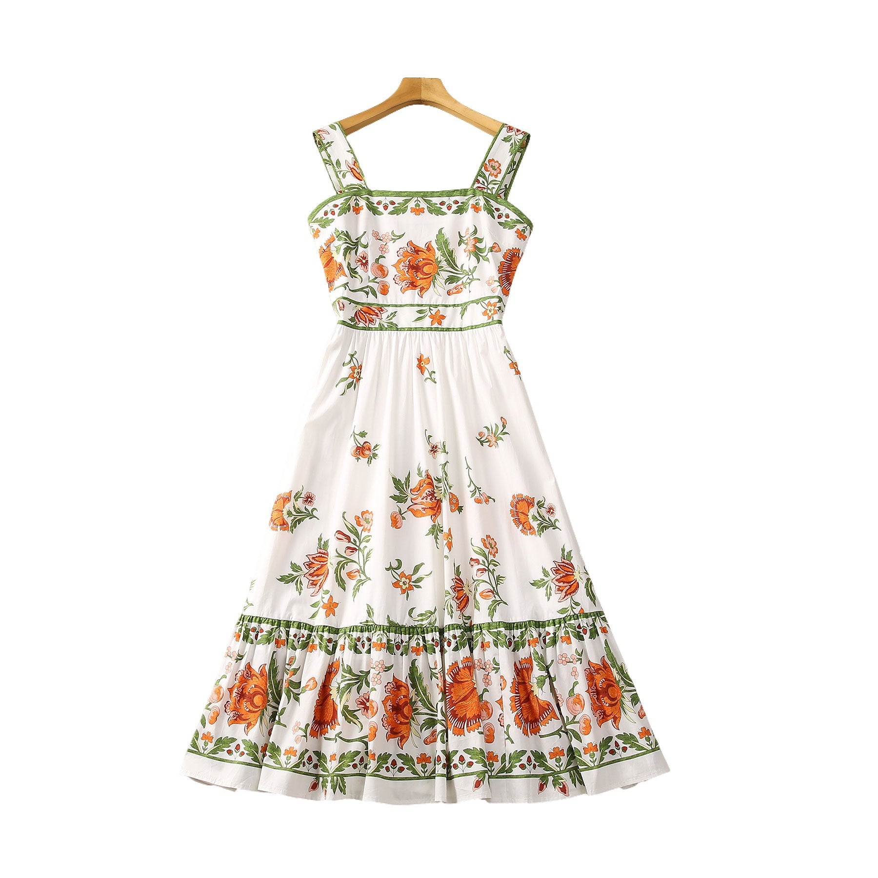 Florales Baumwoll-Kleid Seitenansicht – Sévea Damen