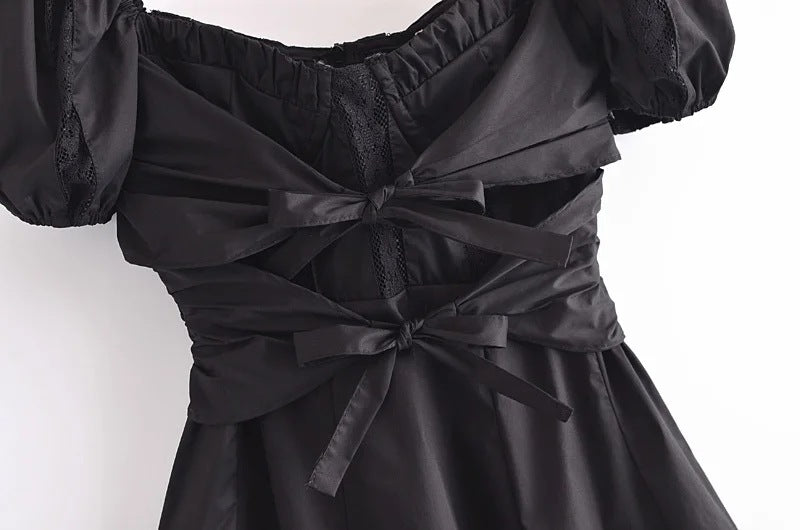 Puffärmel-Kleid Rückansicht Spitze – Sévea