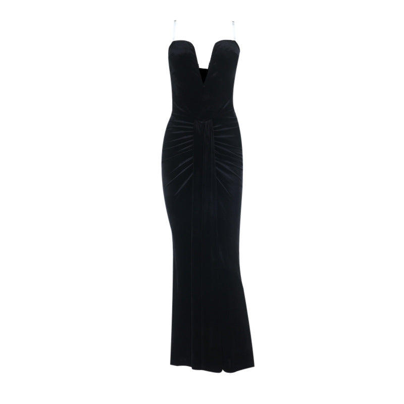 Samtkleid Seitenansicht figurbetont – Sévea Damen